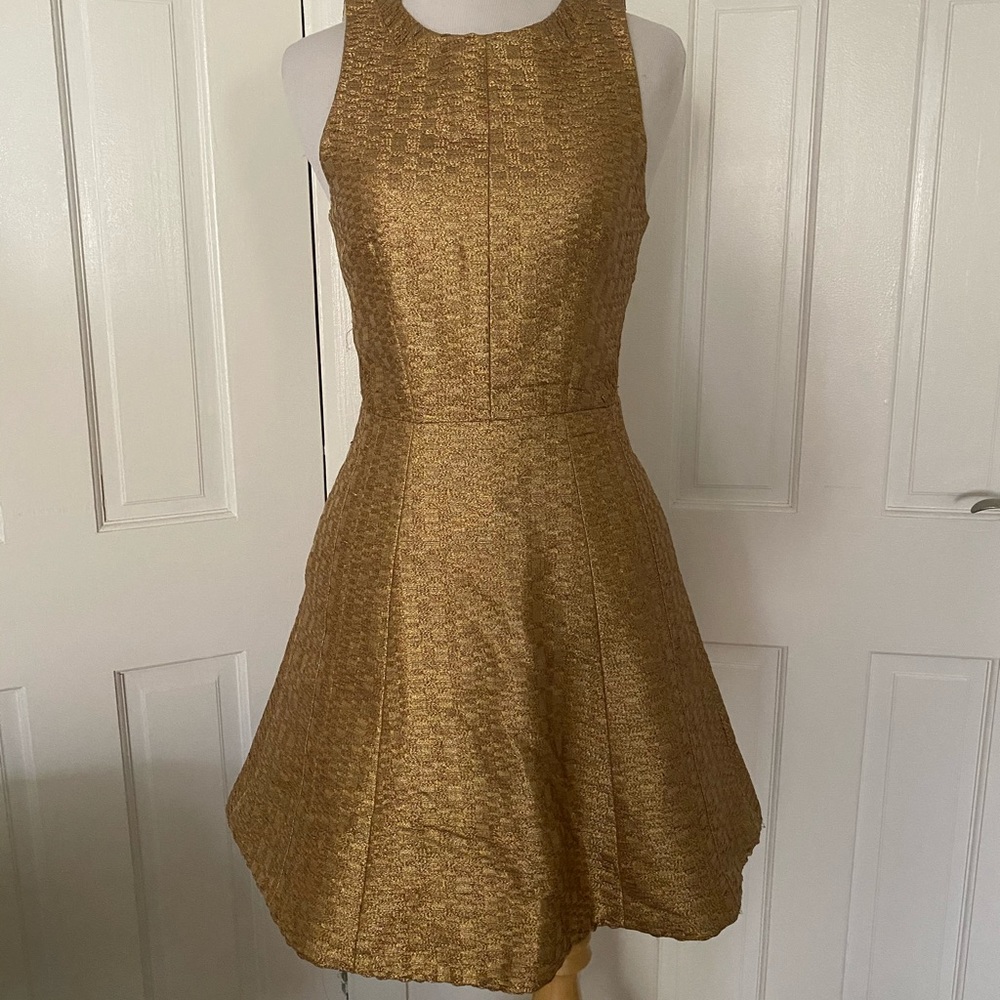 Rag and bone metallic gold dress sz 0 flare
